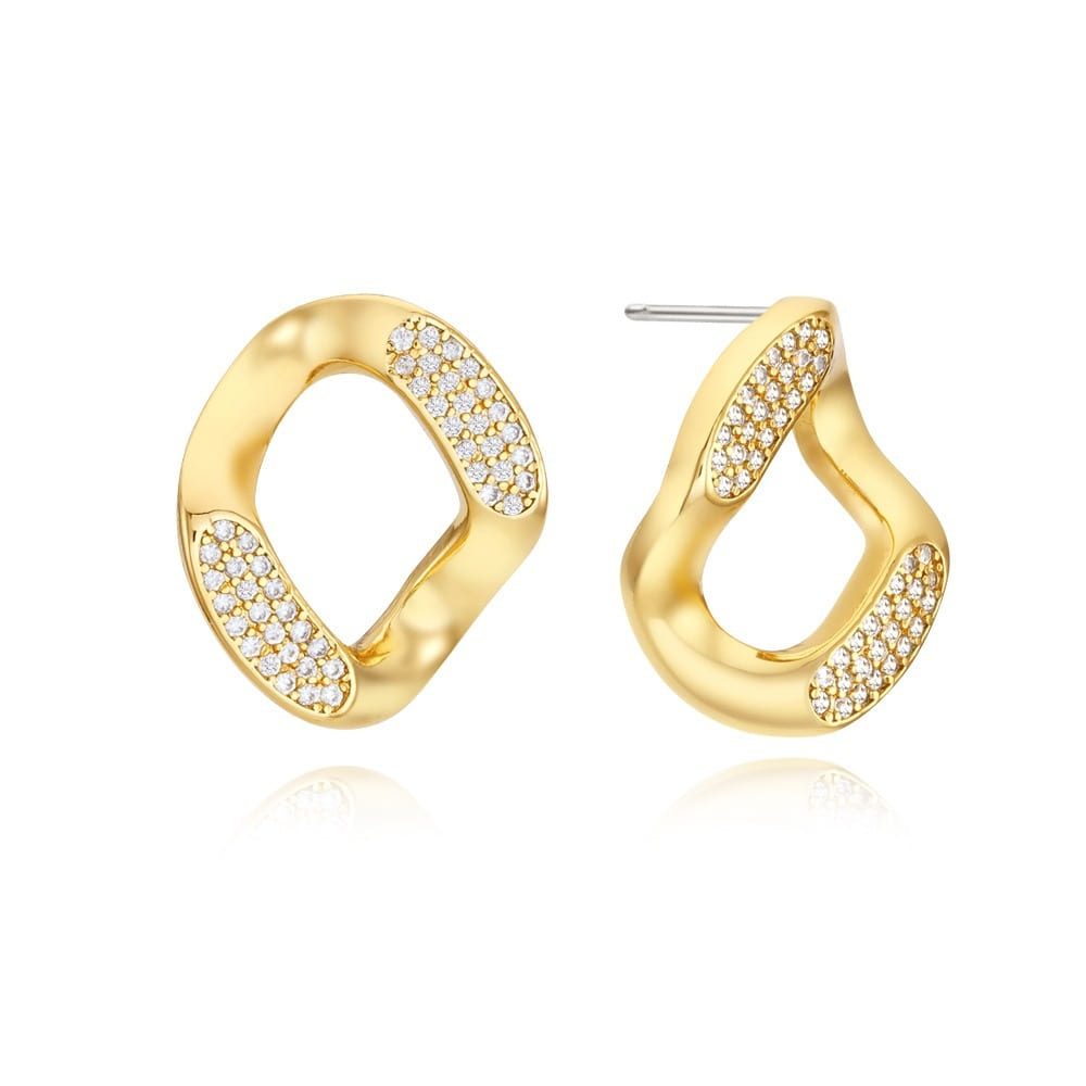 Wave Metal Cubic Point Earrings