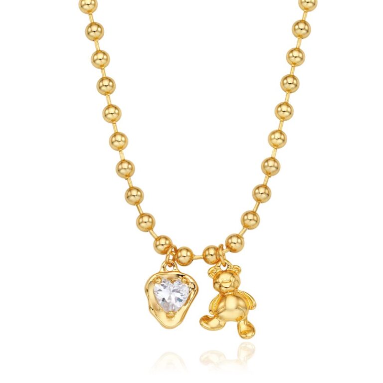 Bear Cubic Pendant Ball Necklace