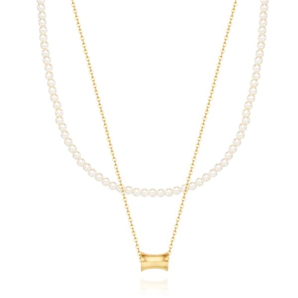 Pearl Metal Layered Necklace