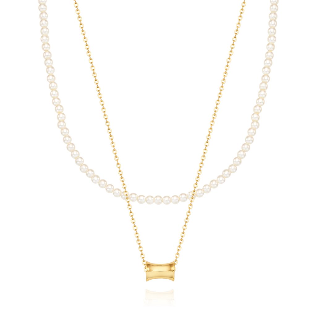 Pearl Metal Layered Necklace