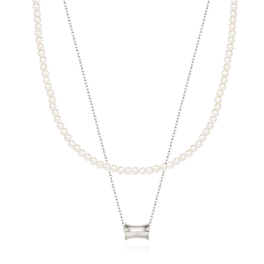 Pearl Metal Layered Necklace - Image 2