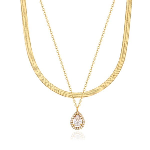 Cubic Drop Layered Necklace