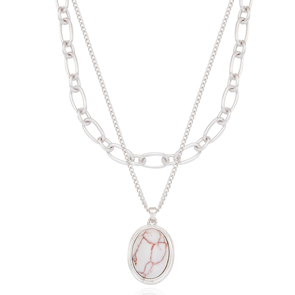 Marble Chain Layered Necklace - Image 2